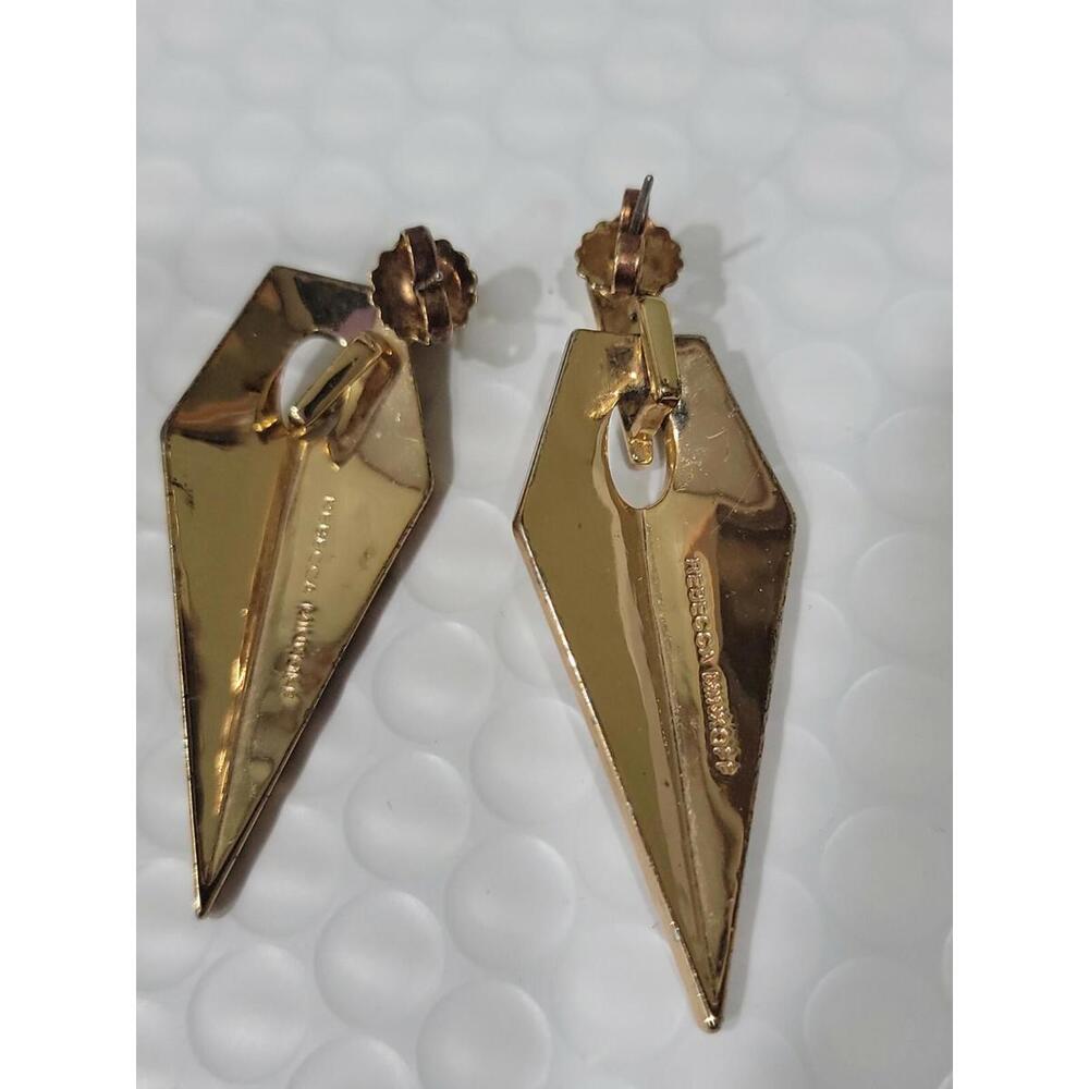 REBECCA MINKOFF BLADE Crystal Earrings in Gold tone EUC - Picture 3 of 5